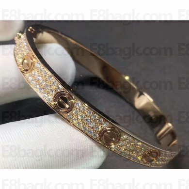 Cartier Real 18K love bracelet classic diamond-paved Pink Gold