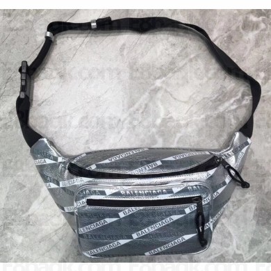 Balenciaga Explorer Belt Pack Bag All Over Logo Monogram Silver