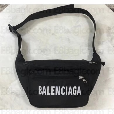 Balenciaga Front Logo Nylon Explorer Belt Pack Bag Black