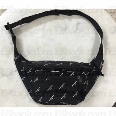 Balenciaga Nylon Explorer Belt Pack Bag All Over Logo Black