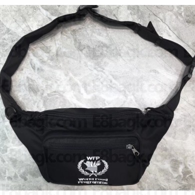 Balenciaga Nylon World Food Programme Double Belt Pack Bag Black