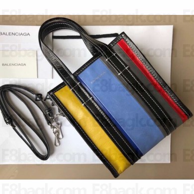 Balenciaga Bazar Shopper XXS Shopping Tote Bag Yellow/Blue/Etoupe/Red