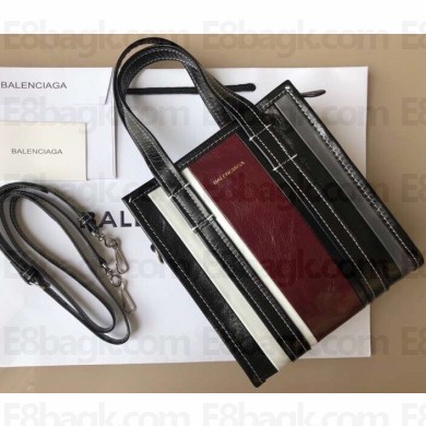 Balenciaga Bazar Shopper XXS Shopping Tote Bag Black/White/Burgundy