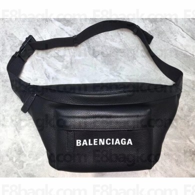 Balenciaga Calfskin Logo Everyday Belt Pack Bag Black