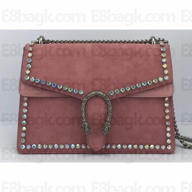 Gucci Crystal Suede Dionysus Medium Shoulder Bag 403348/400235 Pink