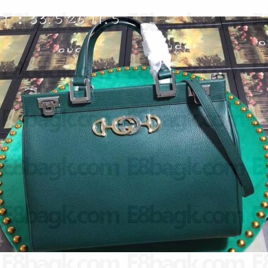 Gucci Zumi Grainy Leather Medium Top Handle Bag 564714 Green 2019