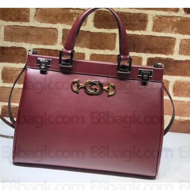 Gucci Zumi Smooth Leather Medium Top Handle Bag 564714 Burgundy 2019