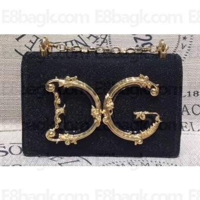 Dolce & Gabbana Baroque DG Girls Shoulder Bag In Leather Glitter Black 2019
