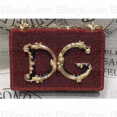 Dolce & Gabbana Baroque DG Girls Shoulder Bag In Leather Glitter Red 2019