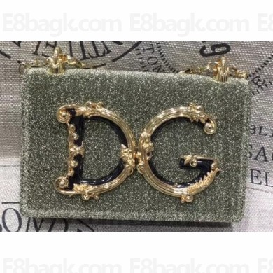 Dolce & Gabbana Baroque DG Girls Shoulder Bag In Leather Glitter Pale Green 2019