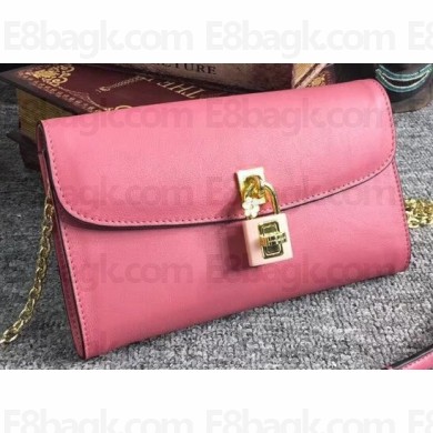 Dolce & Gabbana Padlock Flower Chain Clutch Bag Peach 2019