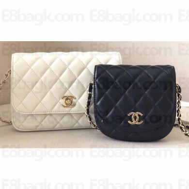 Chanel Lambskin Two-Tone Side Pack Bag AS0649 Black/White 2019