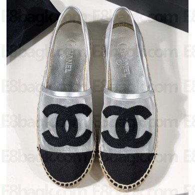Chanel Stitching CC Logo Espadrilles Black/Mesh Silver