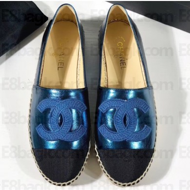 Chanel Stitching CC Logo Espadrilles Cyan