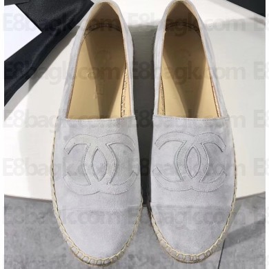 Chanel Suede CC Logo Espadrilles Pale Gray