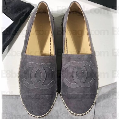 Chanel Suede CC Logo Espadrilles Dark Gray