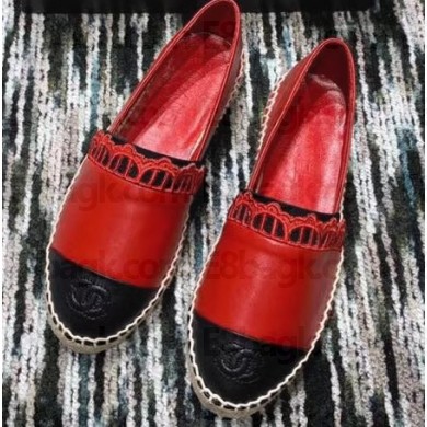 Chanel Lambskin Espadrilles G34431 Red 2019