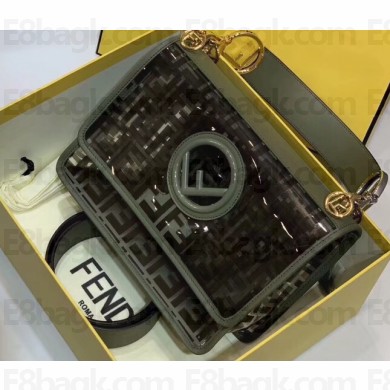 Fendi All-Over FF Logo Medium Kan I Bag in PU Green 2019
