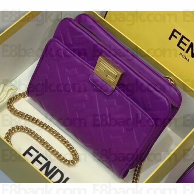 Fendi All-Over FF Logo Motif Leather Upside Down Shoulder Belt Bag Purple 2019