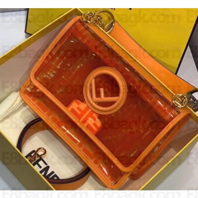 Fendi All-Over FF Logo Medium Kan I Bag in PU Orange 2019