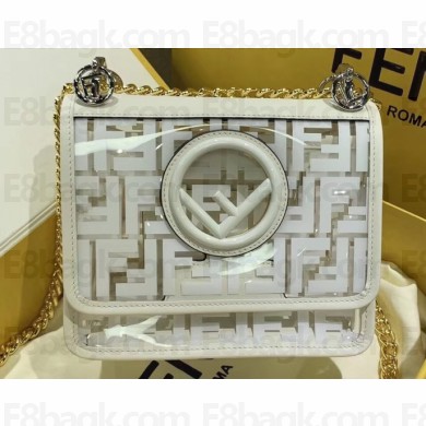 Fendi All-Over FF Logo Mini Kan I Bag in PU White 2019