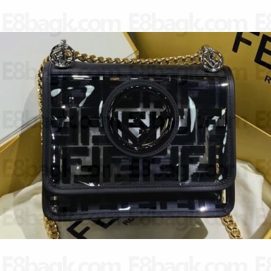 Fendi All-Over FF Logo Mini Kan I Bag in PU Black 2019