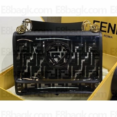 Fendi All-Over FF Logo Medium Kan I Bag in PU Black 2019