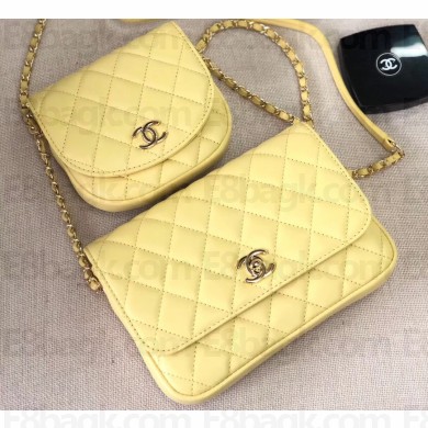 Chanel Lambskin Side Pack Bag AS0545 Yellow 2019