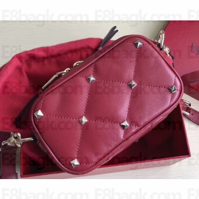 Valentino Small Boomstud Crossbody Camera Case Bag 0103 Red 2019