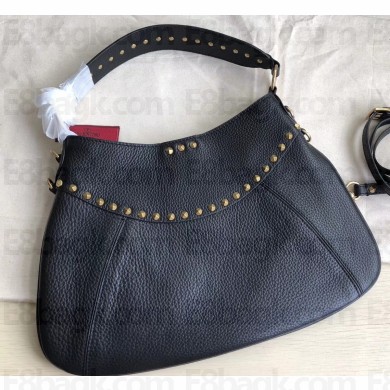 Valentino Rockstud Shoulder Bag with Removable Strap 0118 Black 2019