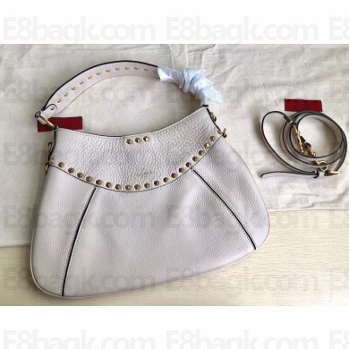 Valentino Rockstud Shoulder Bag with Removable Strap 0118 Ivory White 2019