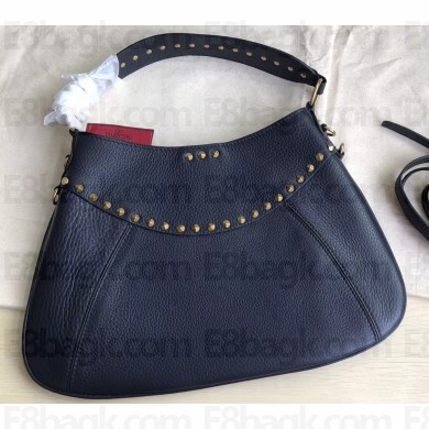 Valentino Rockstud Shoulder Bag with Removable Strap 0118 Dark Blue 2019