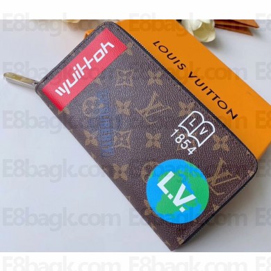 Louis Vuitton Monogram Canvas Chalk Zippy Organizer Wallet M67826 Marron 2019