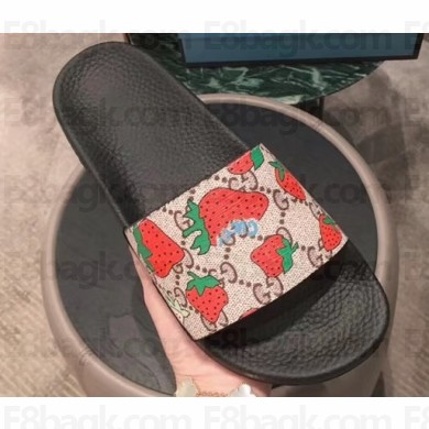 Gucci GG Strawberry Slide Sandals 408508 2019