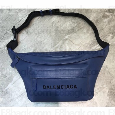 Balenciaga Calfskin Logo Everyday Belt Pack Bag Navy Blue
