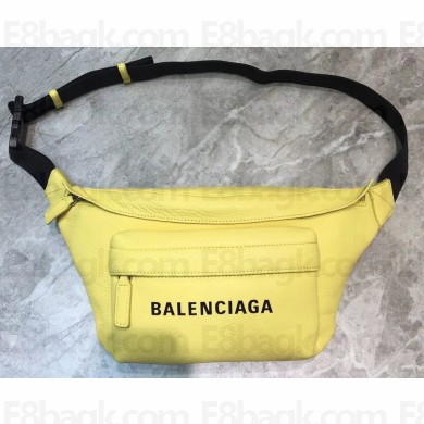 Balenciaga Calfskin Logo Everyday Belt Pack Bag Yellow