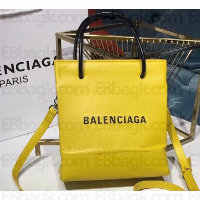 Balenciaga Grained Calfskin Shopping Tote XXS Bag Yellow