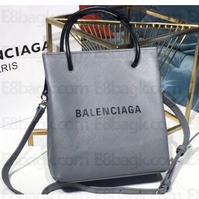 Balenciaga Grained Calfskin Shopping Tote XXS Bag Gray