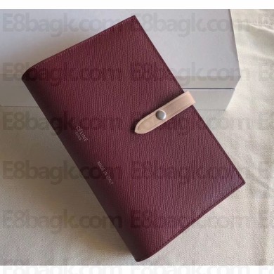 Celine Bicolour Large Strap Multifunction Wallet Burgundy/Beige