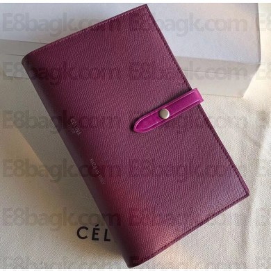 Celine Bicolour Large Strap Multifunction Wallet Burgundy/Fuchsia