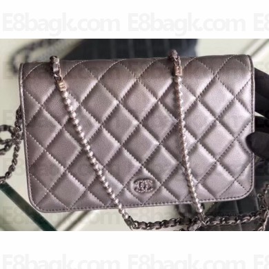 Chanel Pearl CC Logo Wallet On Chain WOC Bag Gun Color 2019