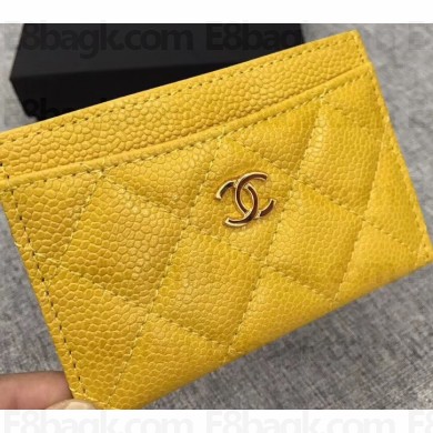 Chanel Caviar Classic Card Holder A31510 Yellow