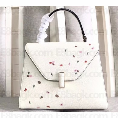Valextra Floral Print Iside Medium Bag White