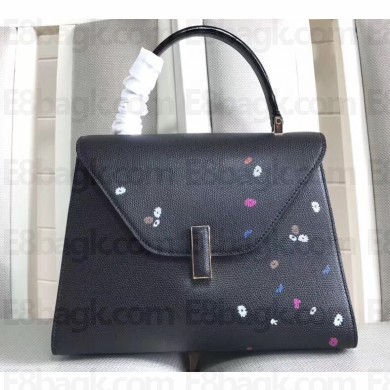 Valextra Floral Print Iside Medium Bag Black