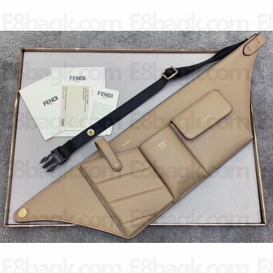 Fendi Pockets Leather Square-shaped Belt Bag Beige 2019