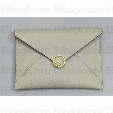 Fendi F is Fendi Geometric Flap Medium Flat Pouch Clutch Bag Beige 2019
