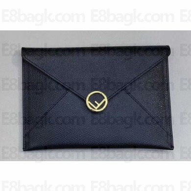 Fendi F is Fendi Geometric Flap Medium Flat Pouch Clutch Bag Black 2019