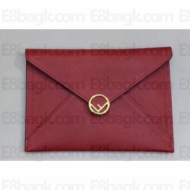 Fendi F is Fendi Geometric Flap Medium Flat Pouch Clutch Bag Red 2019