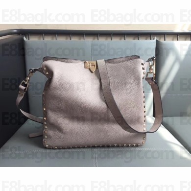 Valentino Large Rockstud Hobo Bag 50031L GRAY 2018