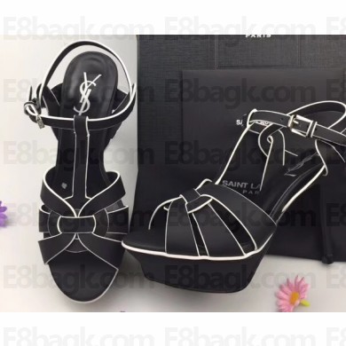 Saint Laurent Tribute Sandals In Smooth Leather Edge Black
